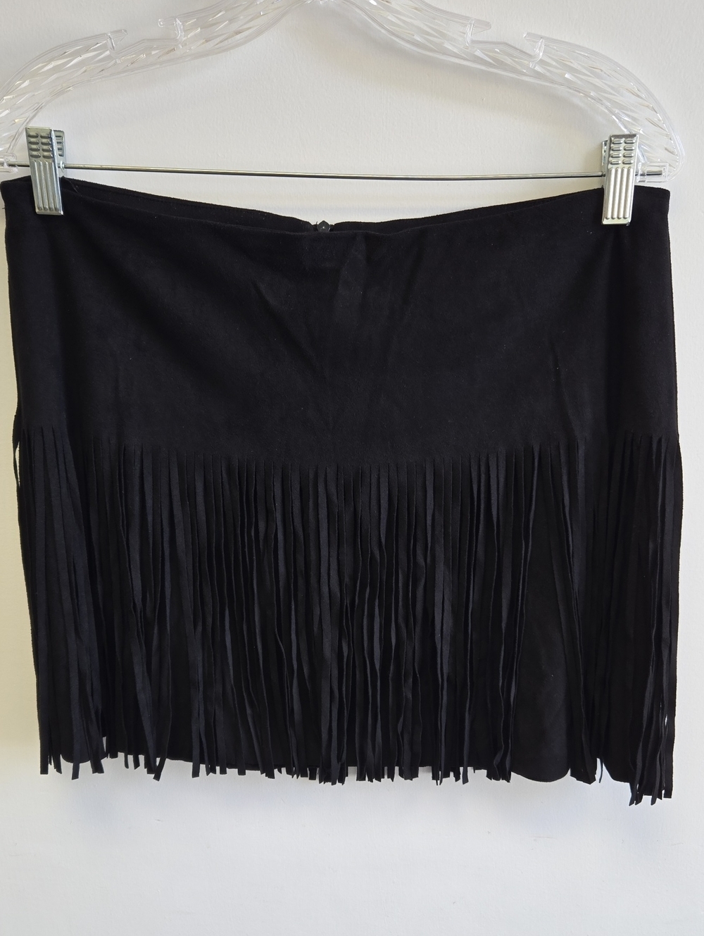 Jolt Black Fringe Mini Skirt